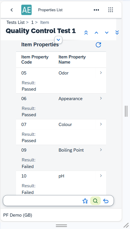 test result